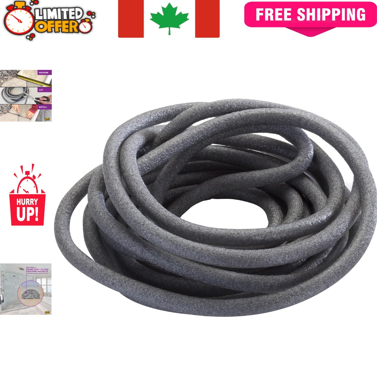 Versatile 1/2-Inch Foam Backer Rod 20 Feet – Waterproof Gap Filler for Caulking