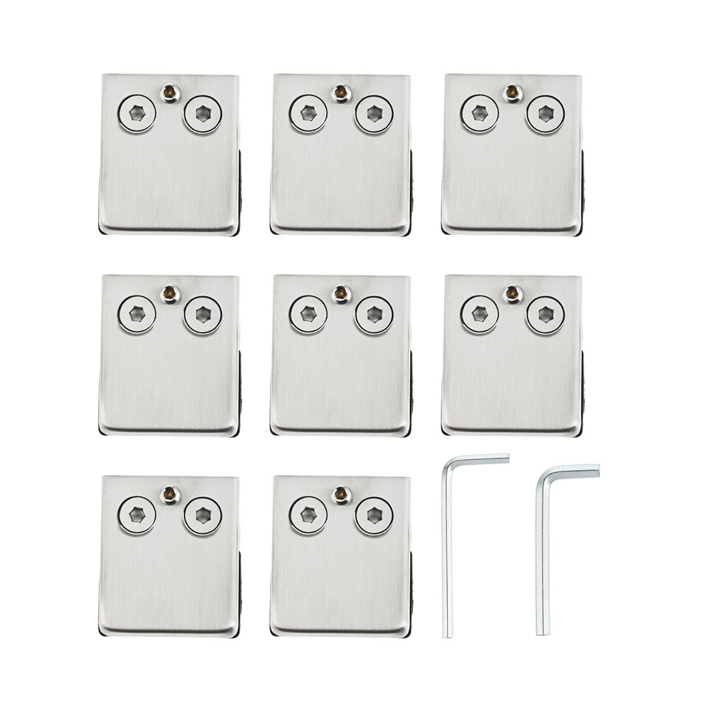 8PCS Stainless Steel 304 Glass Clamp Clip Flat Back Bracket For 8-10mm /10-12mm