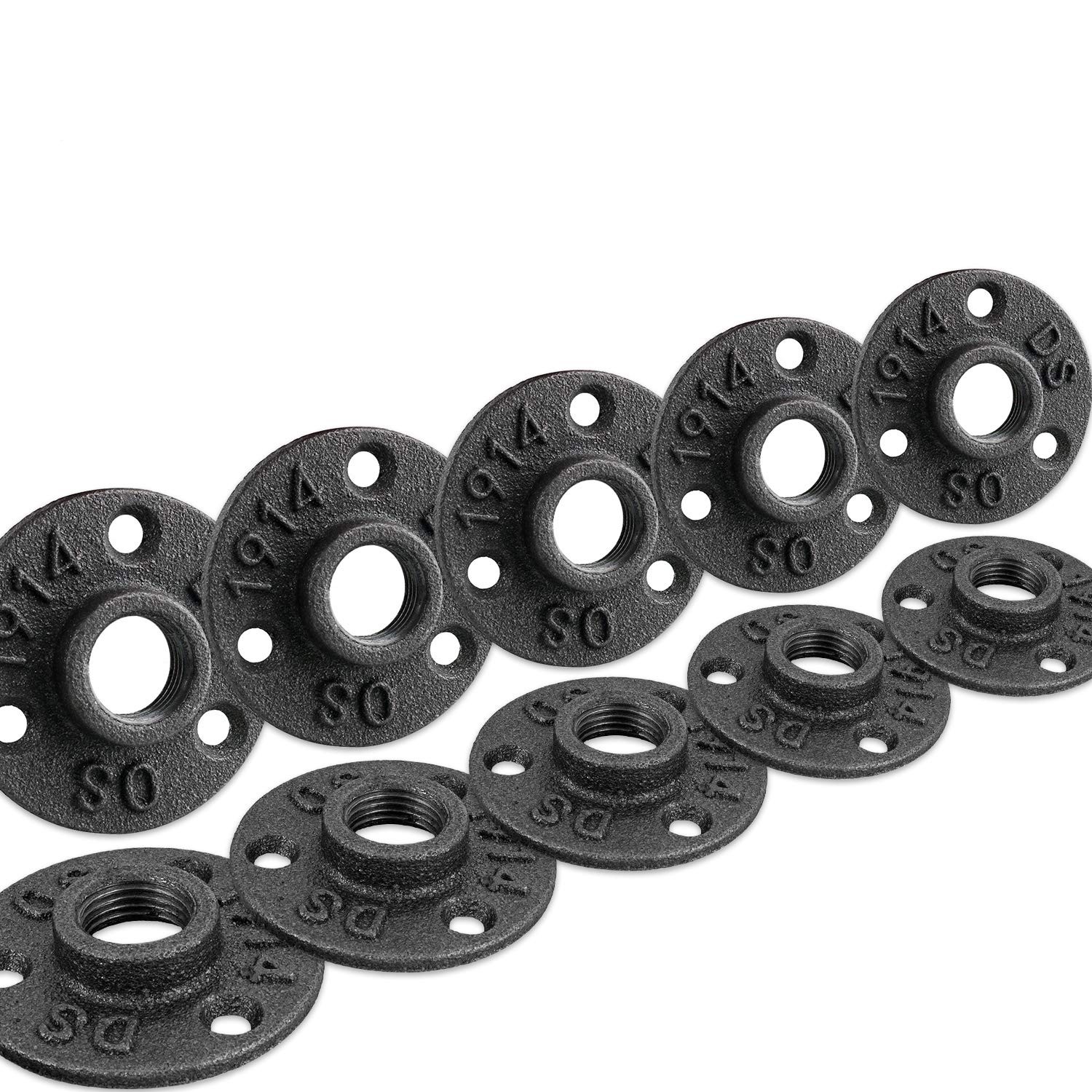 Home TZH 3/4″ Floor Flange, Malleable iron Pipe Fittings for 0.75 Inch, Gray
