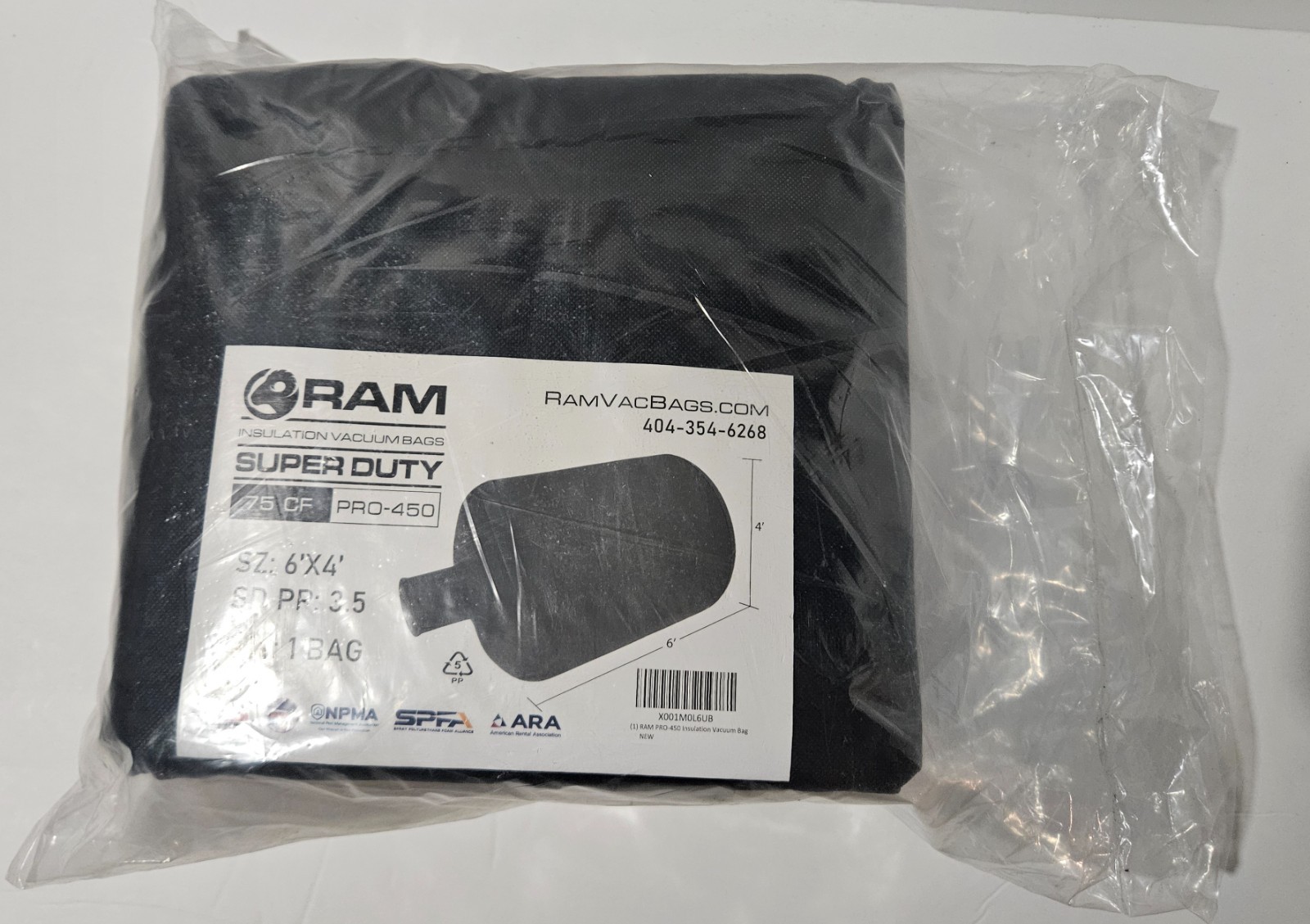 RAM Insulation Vacuum Bags SUPER DUTY 6′ x 4′ 75 CF PRO-450