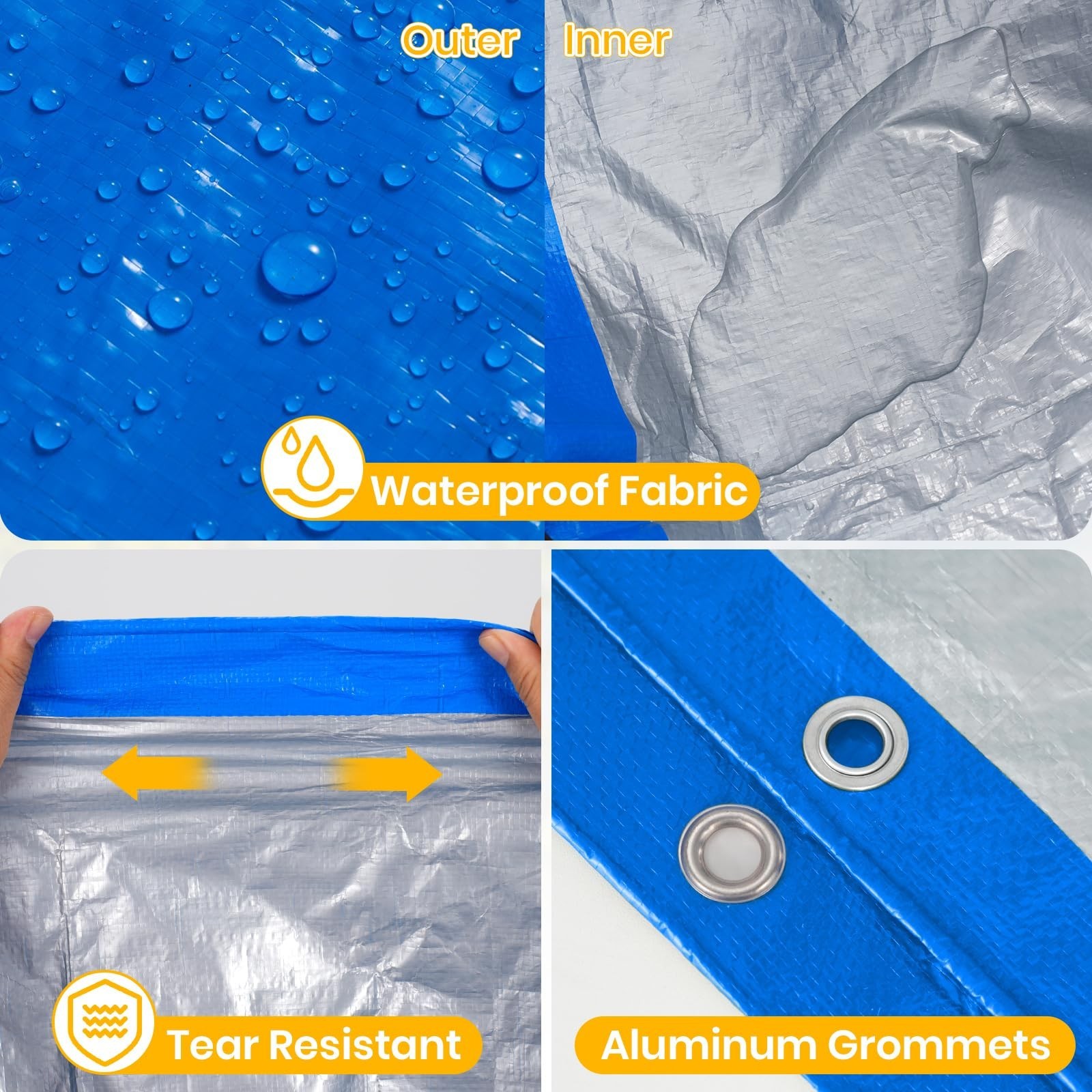 Velway 8′ x 10′ Waterproof Tarps 5 Mil – Multipurpose Poly Tarpaulin with Rei…