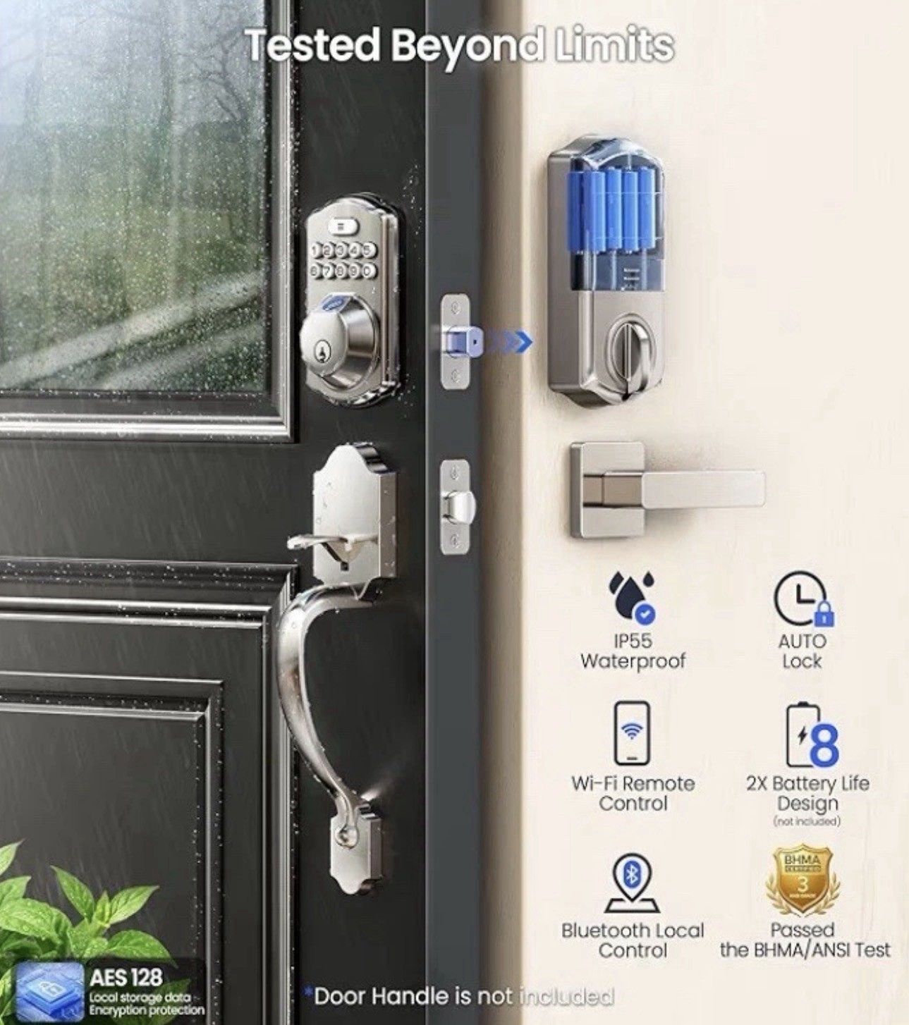 Veise VE012W Built-in WiFi Fingerprint Smart Lock, App Remote Satin Nickel Round