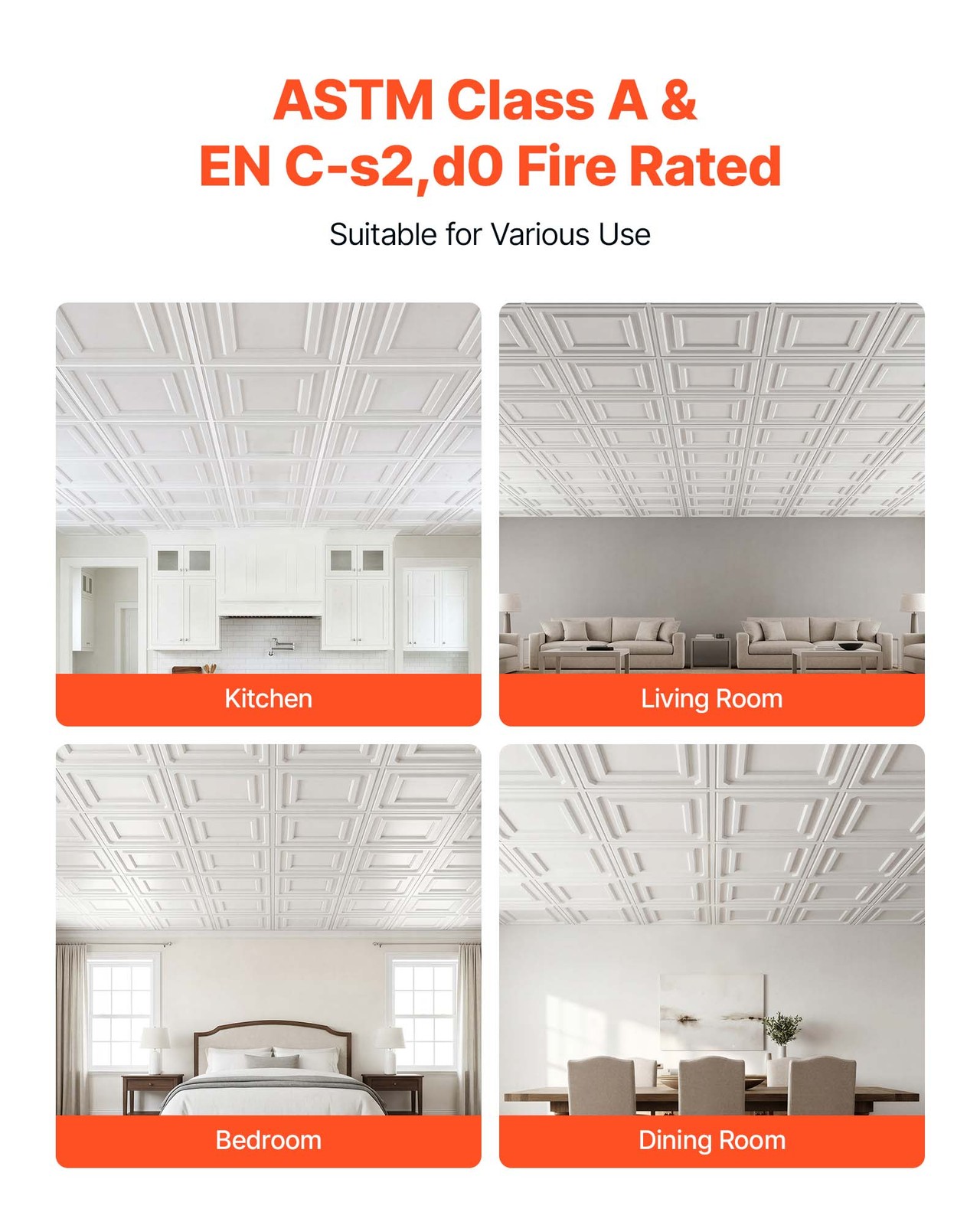 VEVOR 24 x 48 in PVC Ceiling Tiles 12-Pack White 3D Textured Accent Panels Home