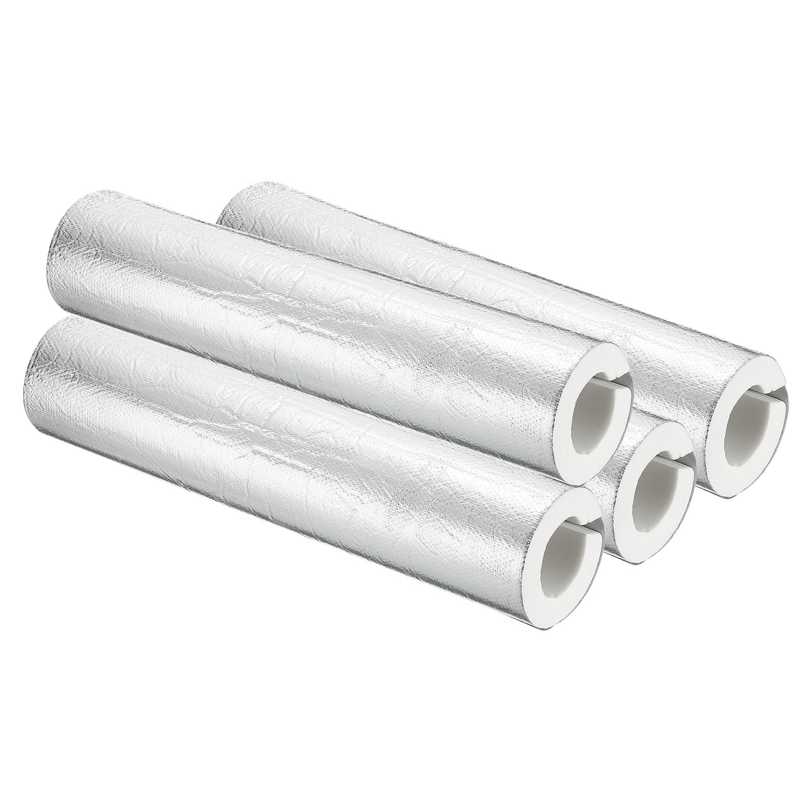 4Pcs 1.3Ft 2-9/16″(65mm) ID 3-3/4″(95mm) OD Insulation Foam Tube, Silver White
