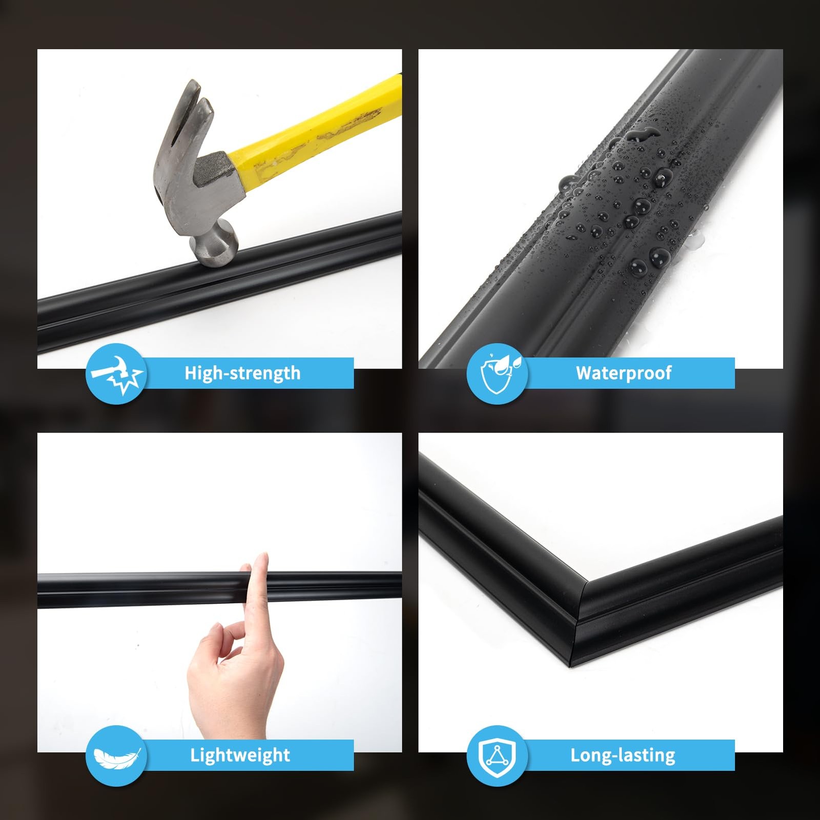 Art3d Pre-Cut Wall Molding Set of 6 pcs, 6 Pcs – A, Black: Style 1