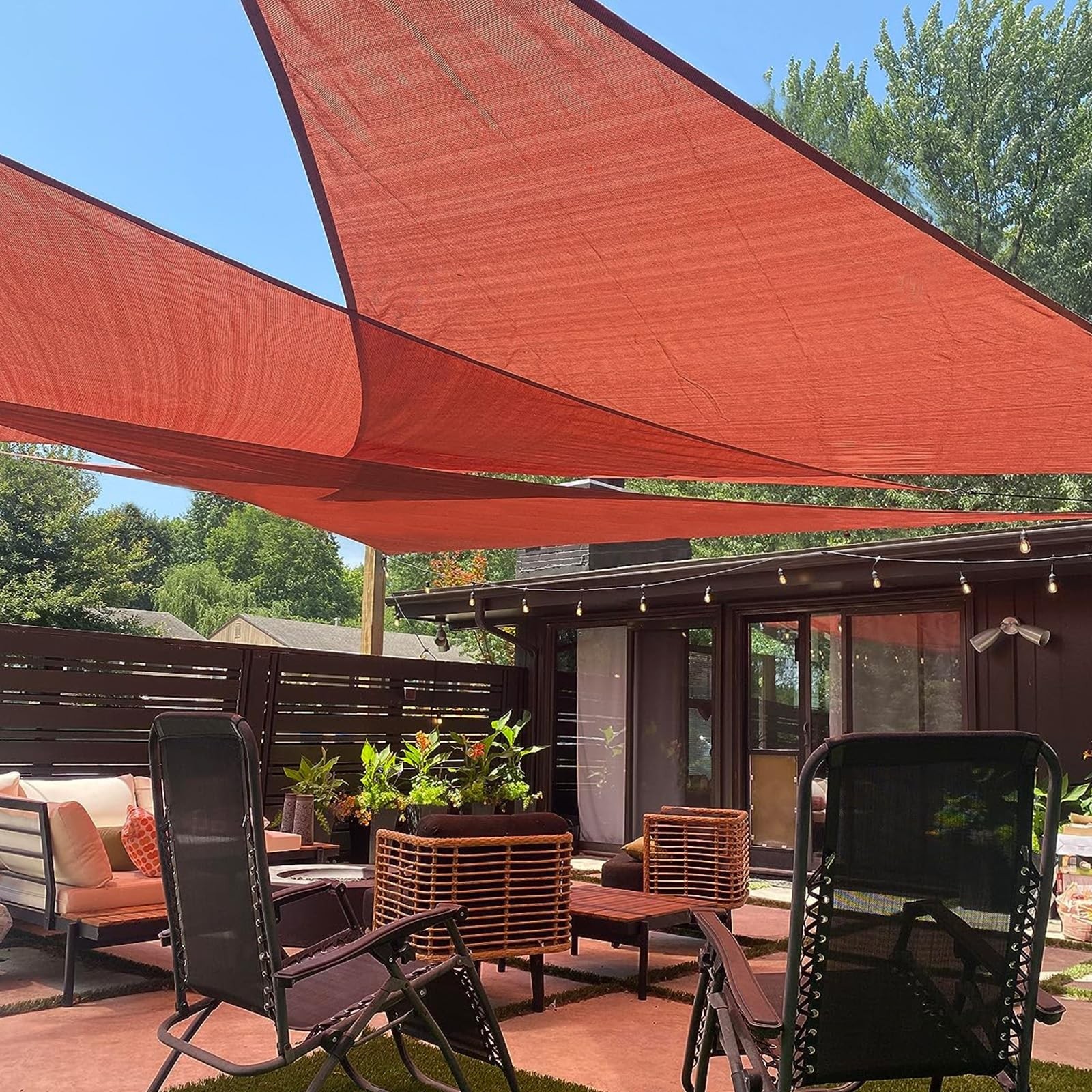 LOVE STORY 10′ x 10′ x 14′ Right Triangle Terra Red Sun Shade Sail Canopy UV …