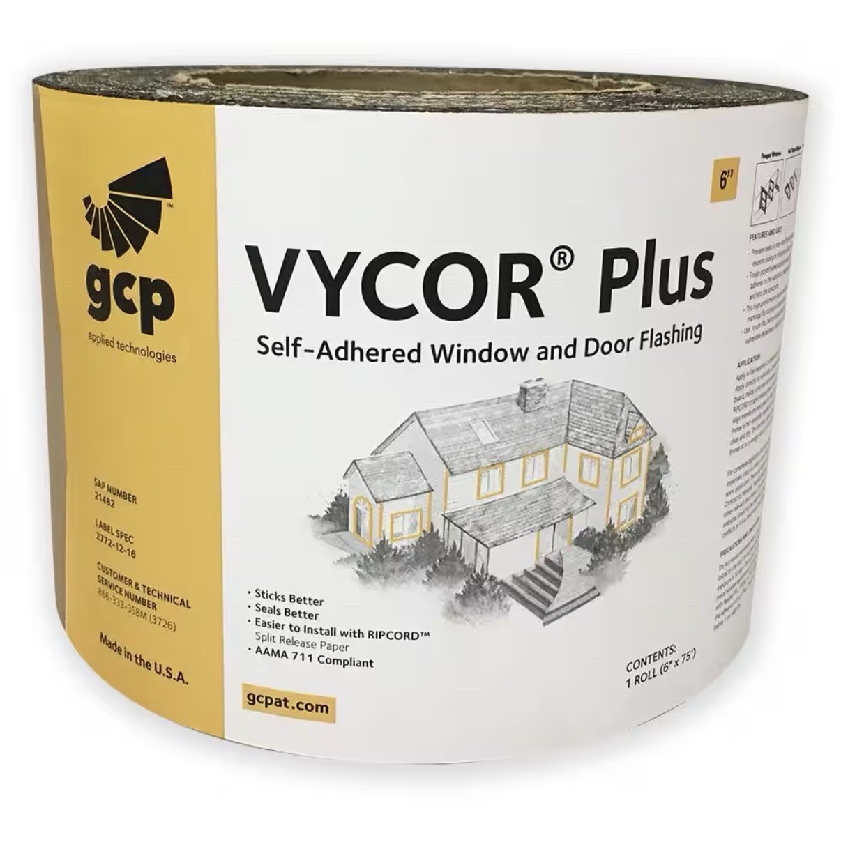 Vycor Plus Self-Adhered Window and Door Flashing – 6in. X 60ft. – One Roll