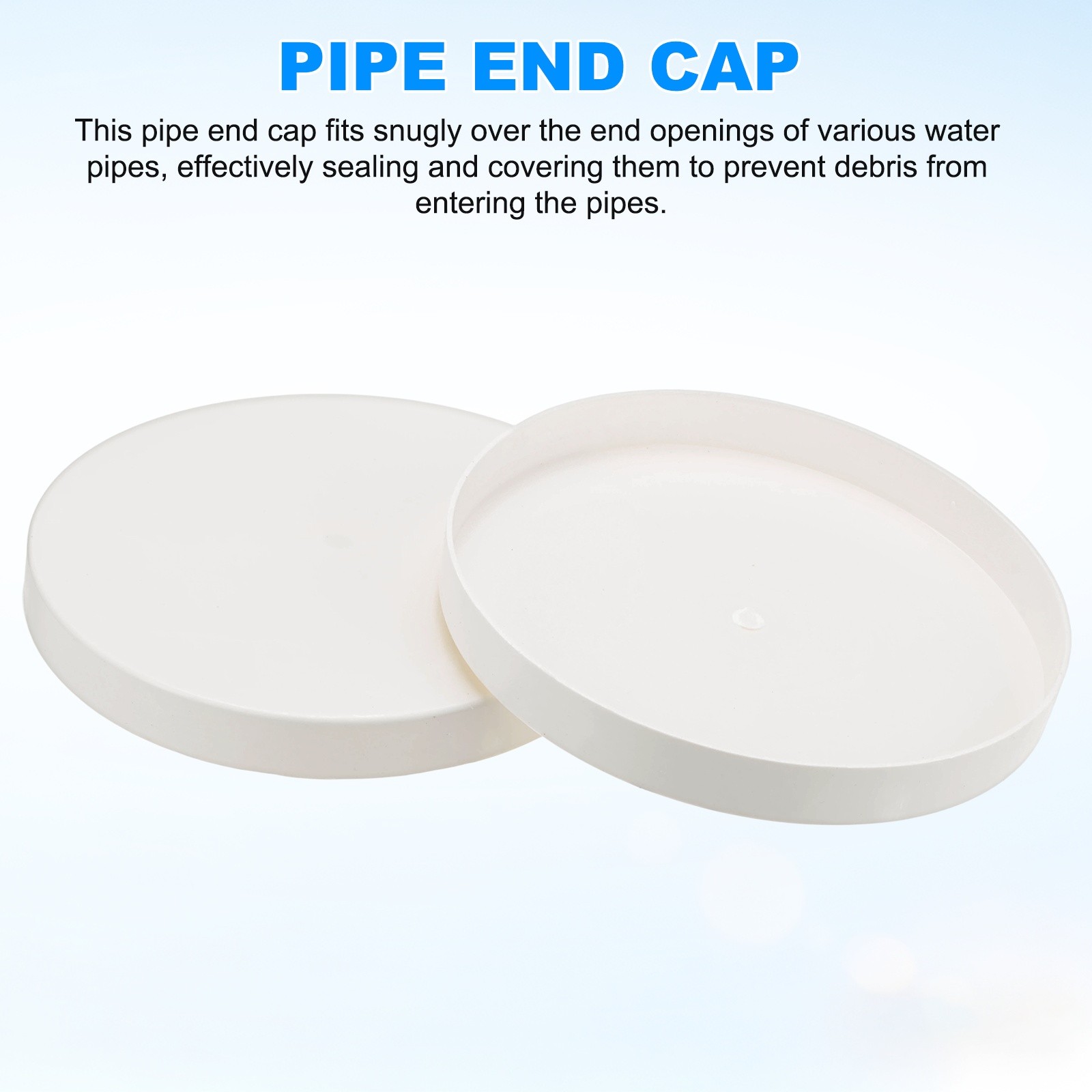 5-Pack PVC Pipe End Cap Plug, 7.9 Inch ID Plug Coupling Pipe Fitting Socket