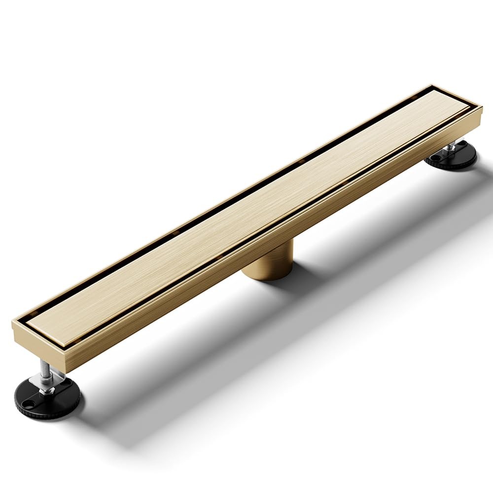LISEEGO Linear Shower Drain 60 Inch Gold, with 60 inch, Gold