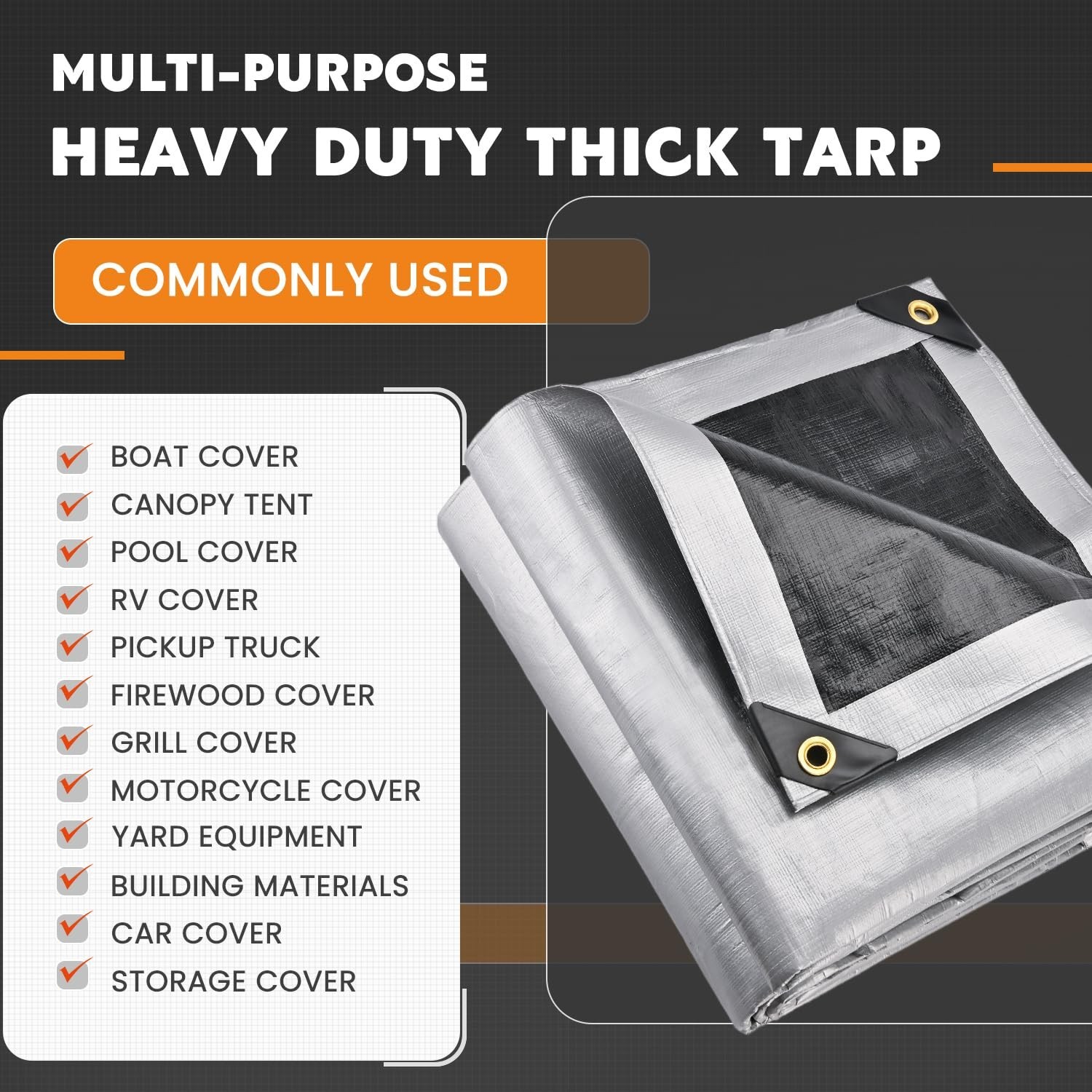 Keten Tarps Heavy Duty Waterproof 10X20 Feet, Extra Thick 16 Mil, Tear & Fade…