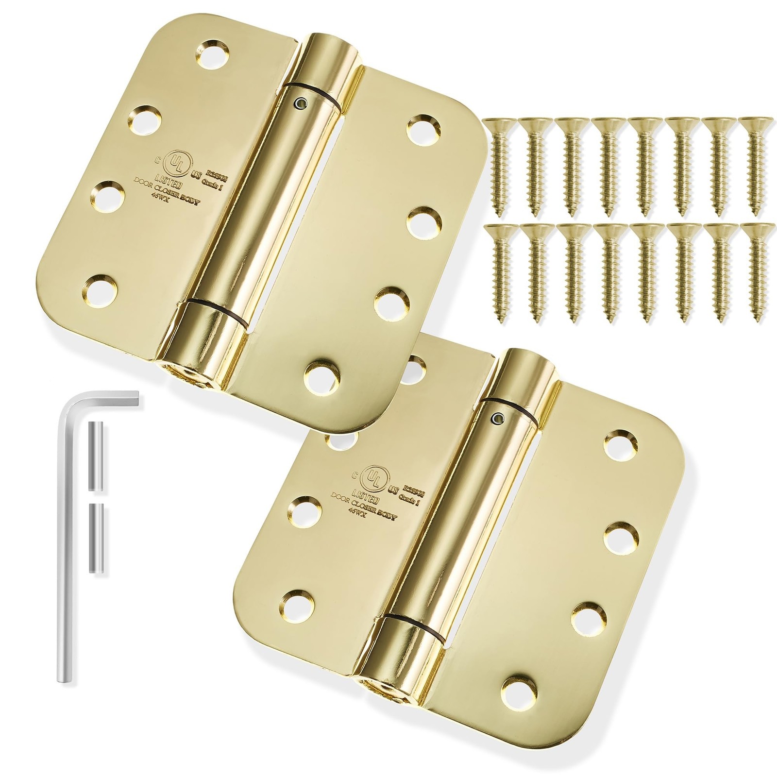Cauldham (2 Pack) Heavy-Duty 4″ Self-Closing Spring Door Hinge with 5/8″ Radi…