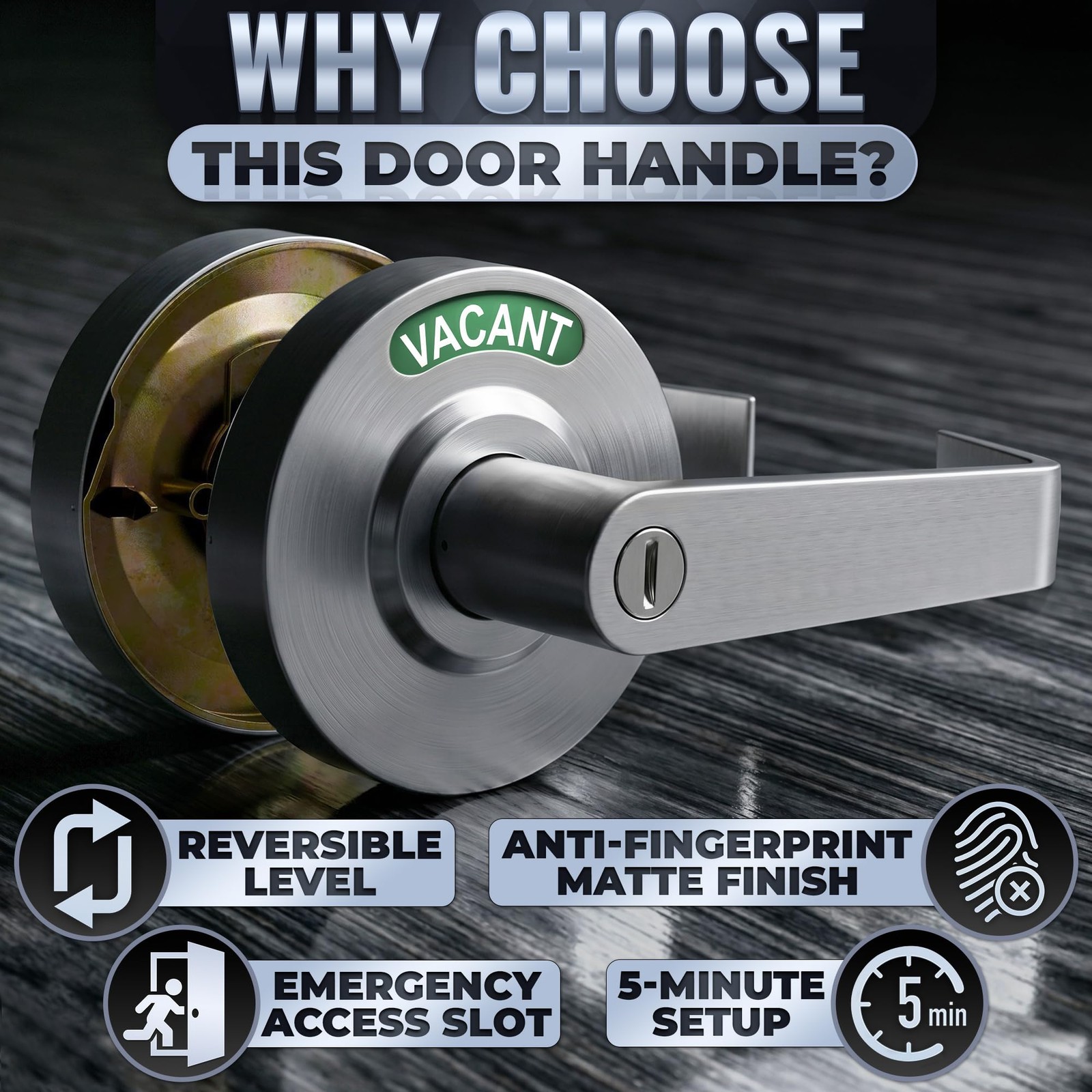 PalaYou Vacant Occupied Bathroom Lock, Bright Indicator, Stainless Steel