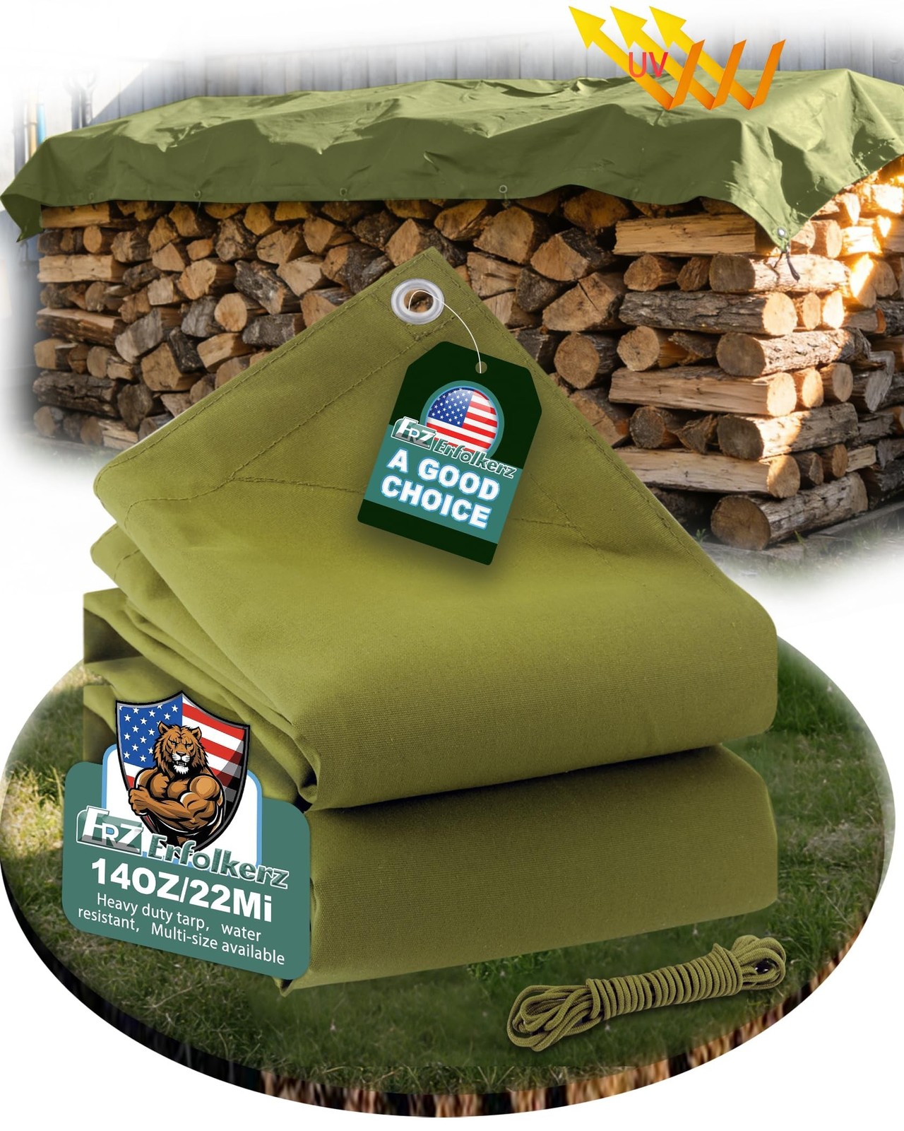 Canvas Tarp 8x10ft 22Mil Water-Resistant Tarps with Aluminum Grommets, 14OZ U…