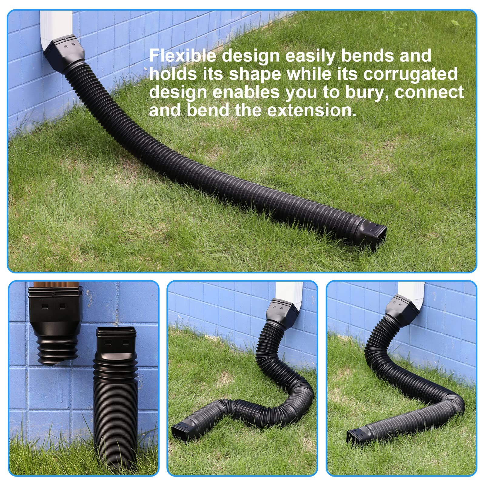 Plusgutter Rain Gutter Extensions Flexible Extender For Rain Water Drainage