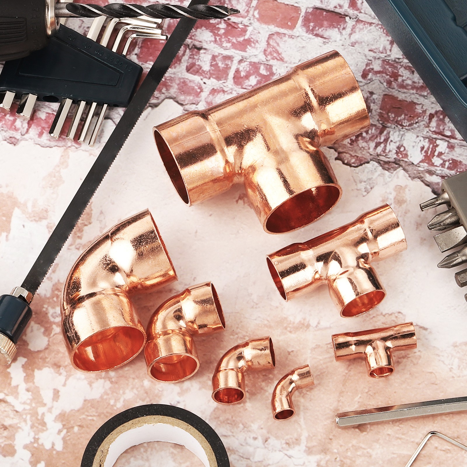 4 Pcs 0.5 Inch 90 Degree Copper Pipe Fitting with Sweat Solder, 0.98×0.98inch