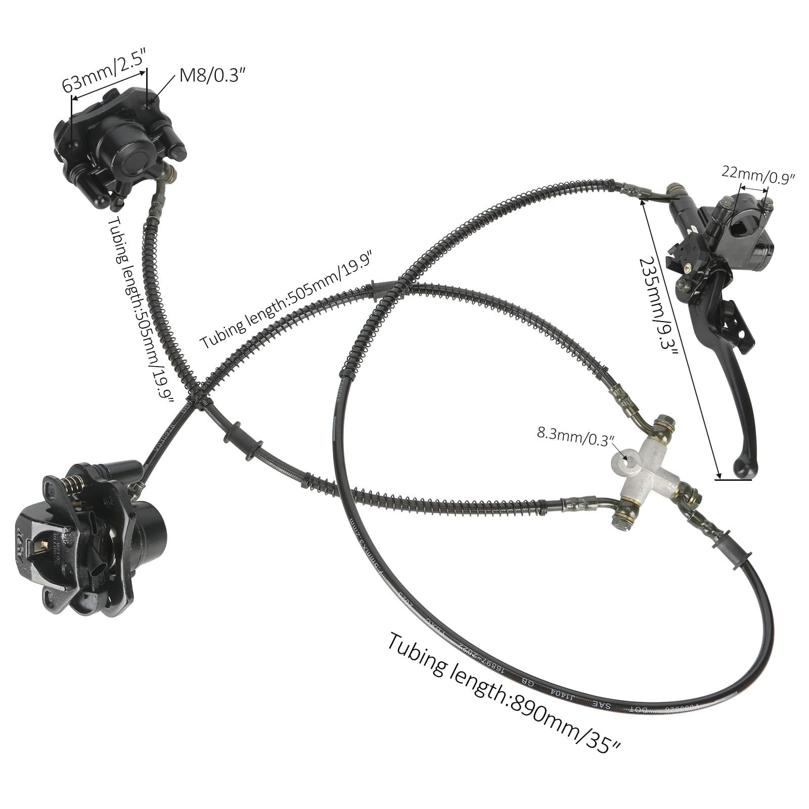 32in Go Kart Rear Axle Kit 18×9.50-8 Wheels Front Swing Arm Brake Caliper