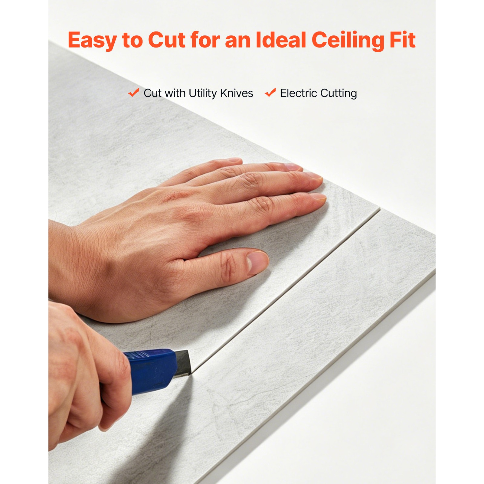 Uimoso 24 x 48 in PVC Ceiling Tiles, 10-Pack, White Marble Drop Panels