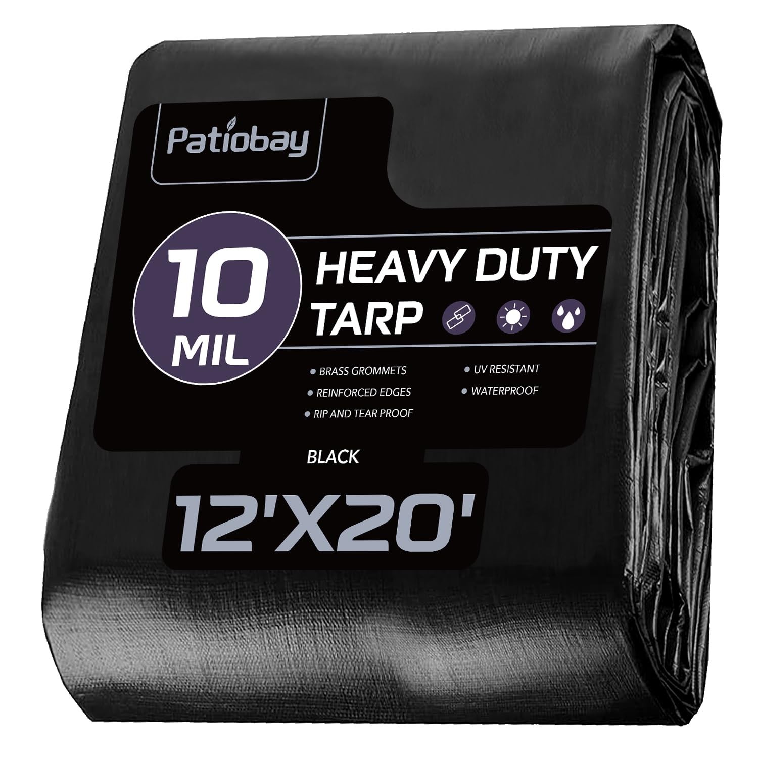 Tarp 12x20FT, 10 Mil, Heavy Duty Waterproof Tarps with Grommets Every 23.6″, …