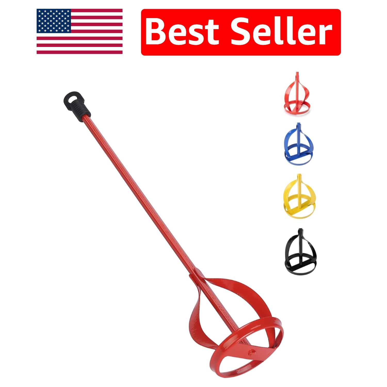 Heavy-Duty Bates Paint Mixer for 1-3 Gallon Buckets – Red Drill Attachment