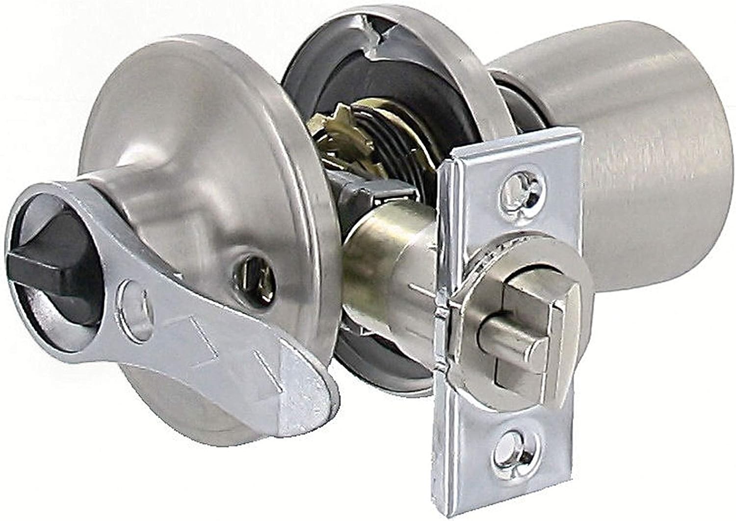 Durable 1-Piece Latch Stainless Lockset with Panic-Proof Inside Knob – Silver
