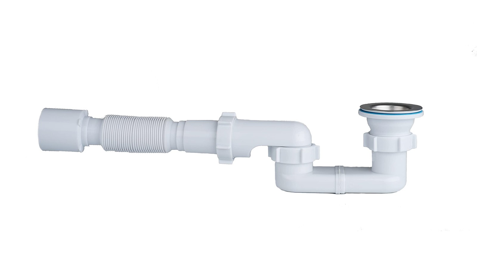 Bath Shower Drain Low Profile p Trap 1 1/2″ Flat 1.5 inches, White