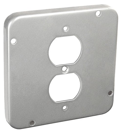 NEW 4-11/16″ Square Electrical Cover 1/2″ Raised 1 Duplex Receptacle Gray Metal