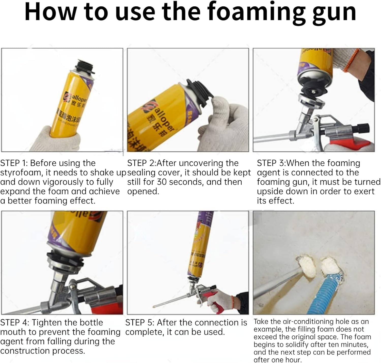 Pro PU Foam Gun NIB Expanding Spray Applicator New & Improved Adapter Basket