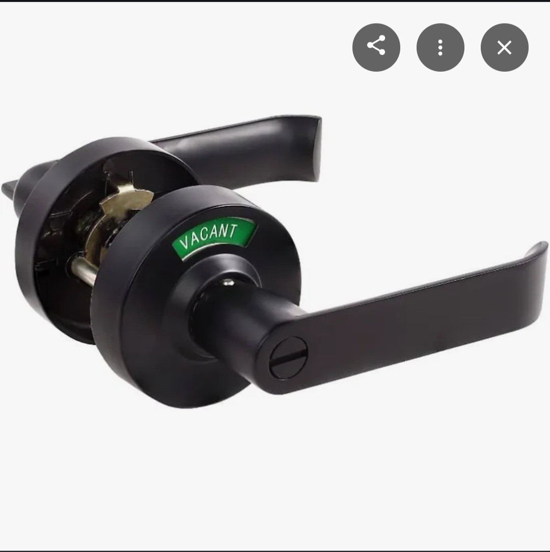 Black Privacy Door Lever with Vacant/In-Use Indicator, Hardware Included