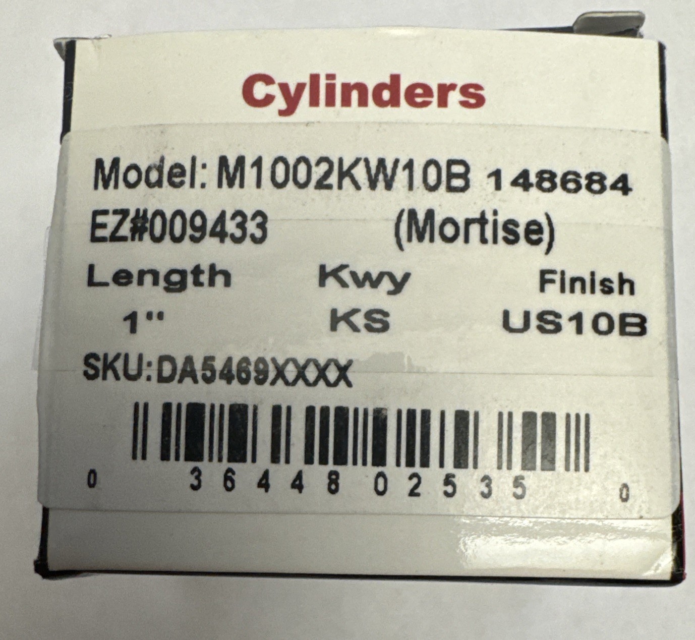 1” Mortise Cylinder – KW1 – Custom Pinning – Pin to Code – Kwickset