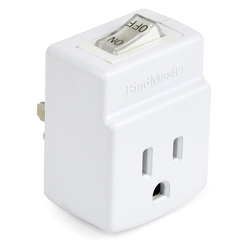 3 Prong Grounded Single Port Power Adapter with Indicator On/Off Switch White