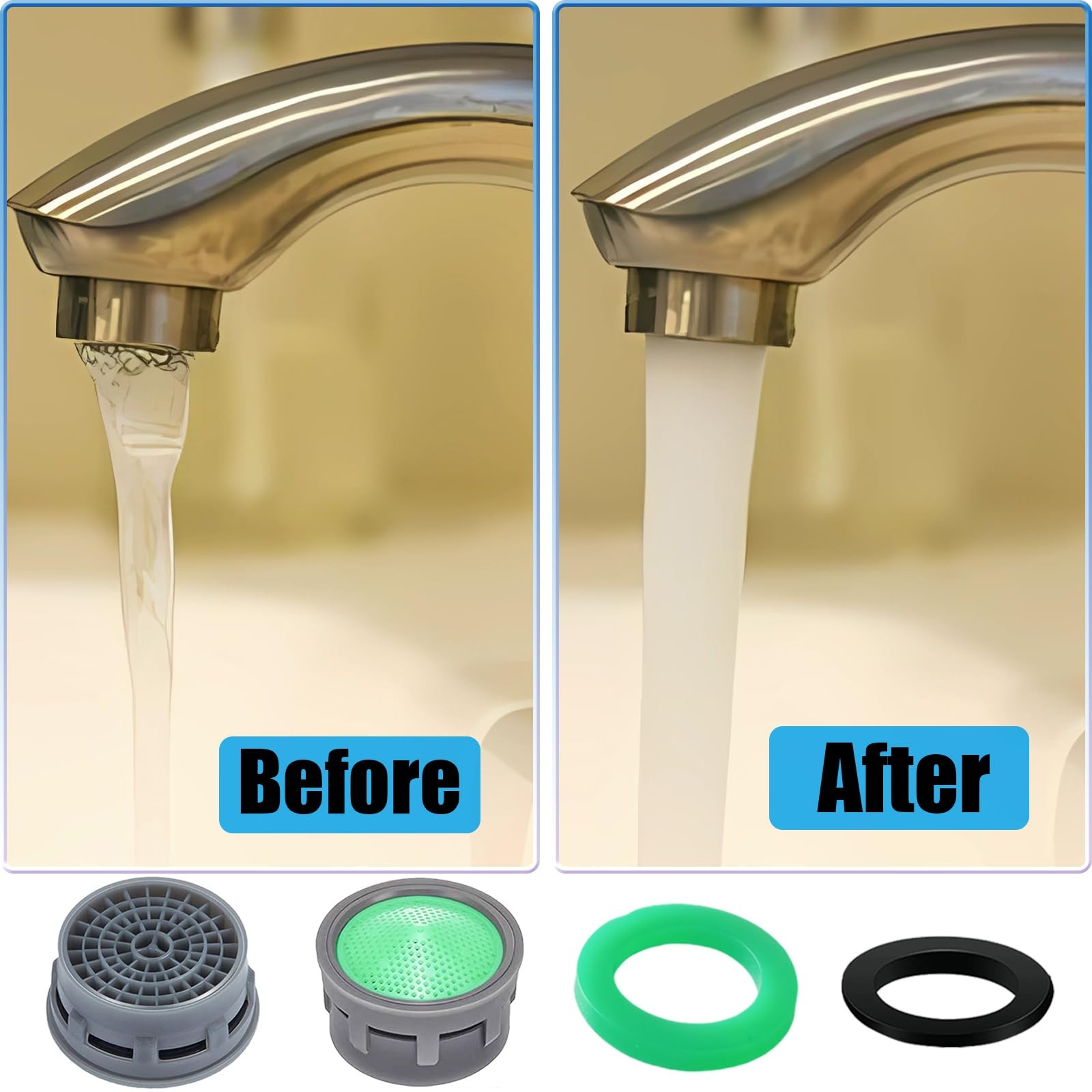 MOILINJAEY Faucet Aerator, 1.5 GPM Flow Restrictor Insert, Green