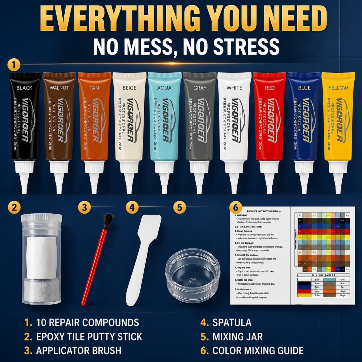 Tile Repair Kit | Ceramic Tile Repair kit for Cracks, Chips & Scratches on Ba…