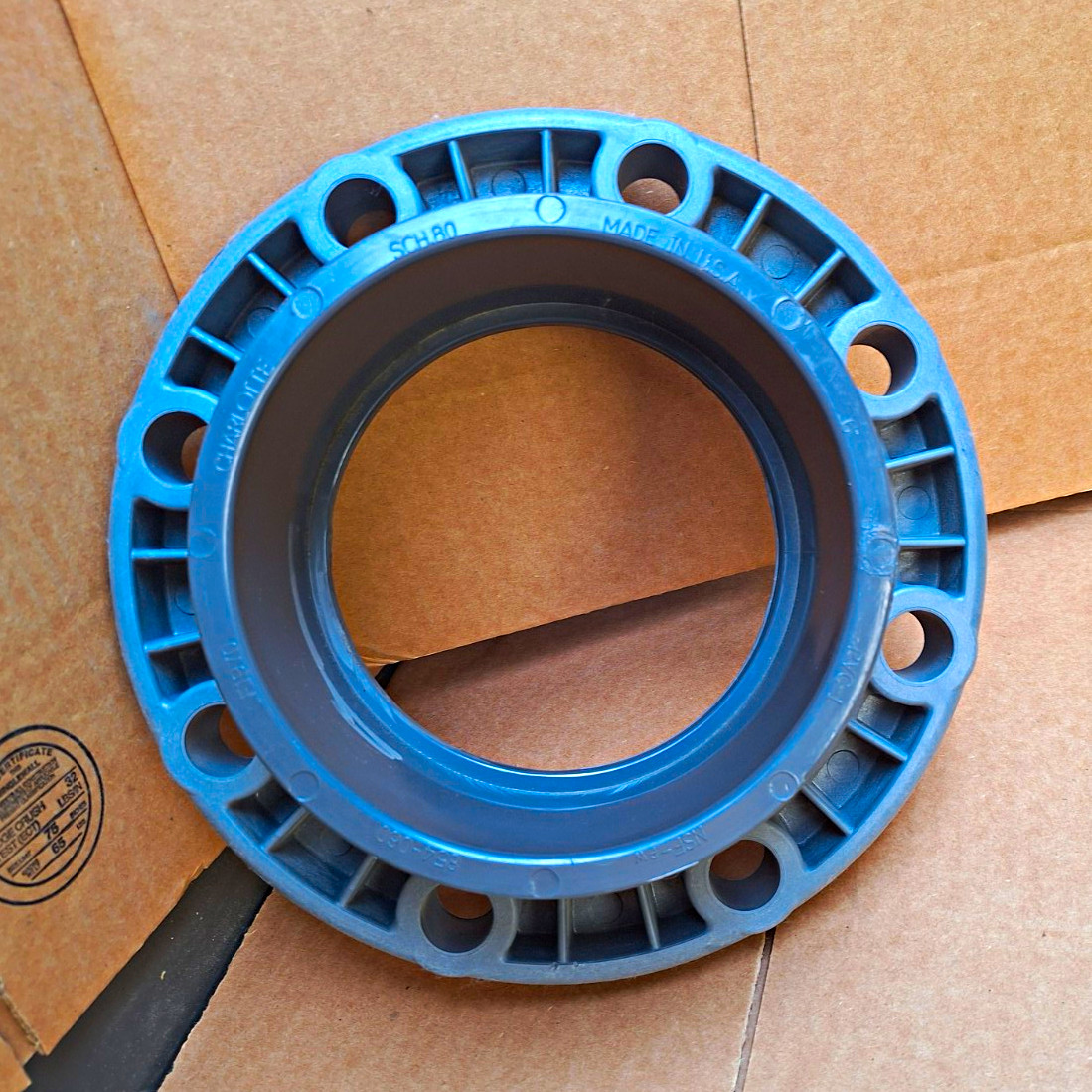 PVC Socket Flange Adapter 6 in ID x 10 in OD, 150 psi, 140°F, Gray