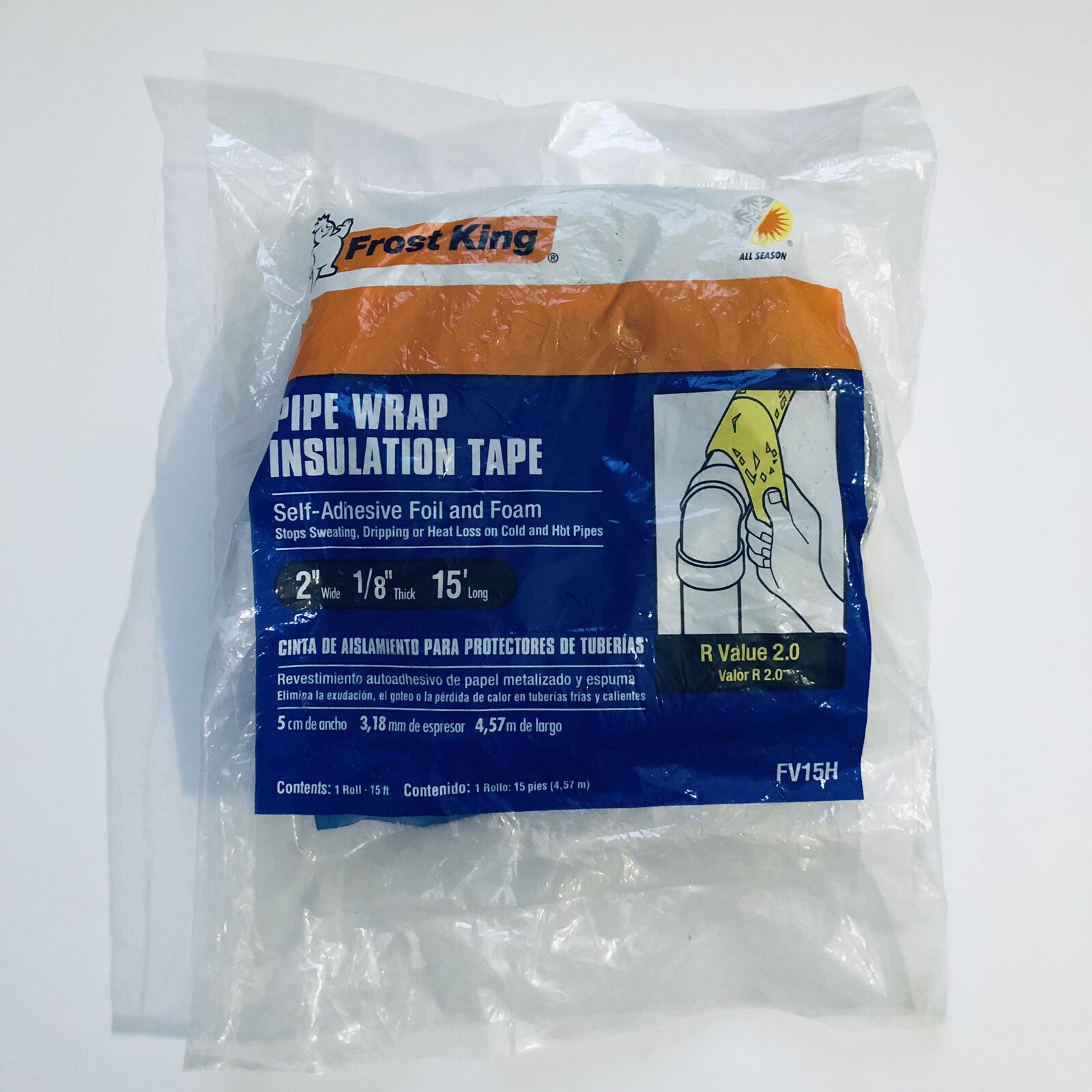 3X Frost King Pipe Wrap Insulation Tape 2″ x 1/8″ x 15 Foot R 2.0 Self Adhesive