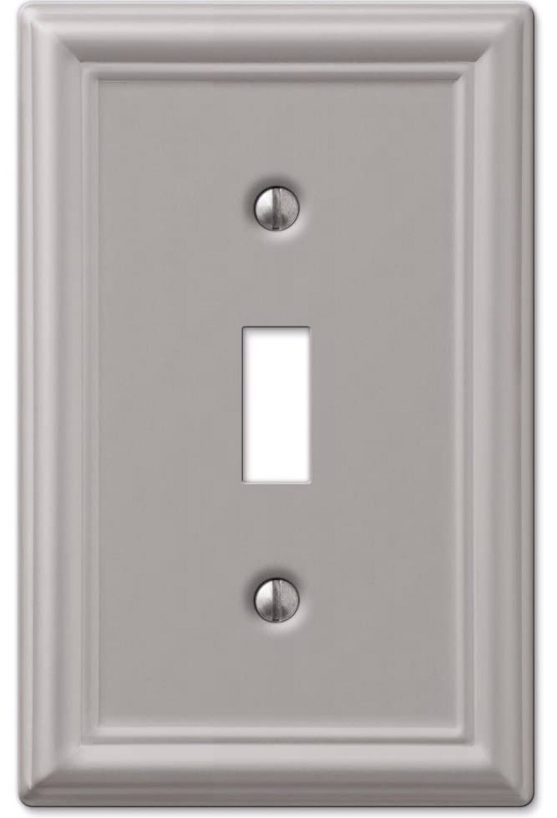 Amerelle Chelsea 1-Gang Stamped Steel Toggle Switch Wall Plate, Brushed Nickel
