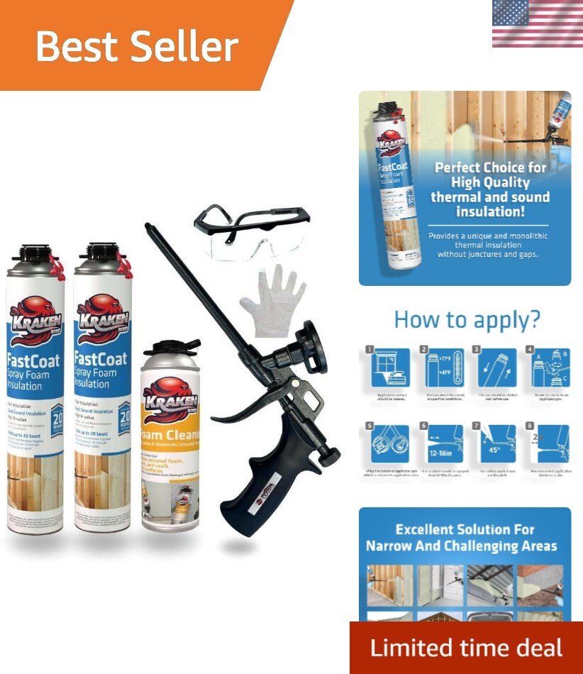 Fastcoat Spray Foam Insulation Kit – 2×27.1 oz. Closed Cell Expanding Polyure…