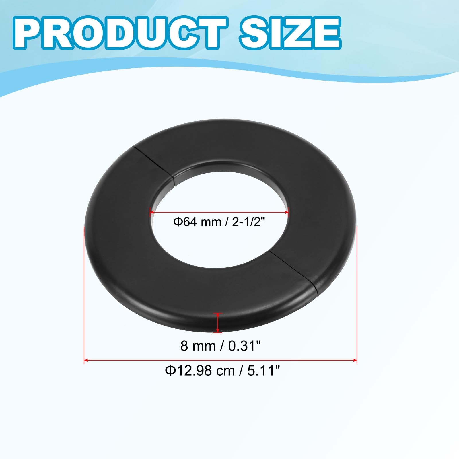PATIKIL Wall Split Flange 2.52″ (64mm),ABS Round Self-Adhesive 2.52″, Black