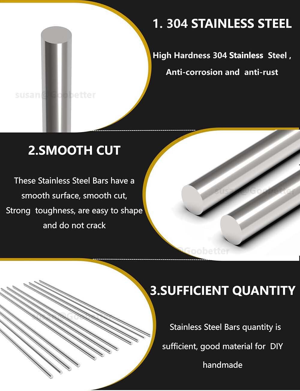 Stainless Steel Round Bar Rod 304 3mm 4mm 5mm 6mm 8mm 10mm 12mm 15mm up to 50mm