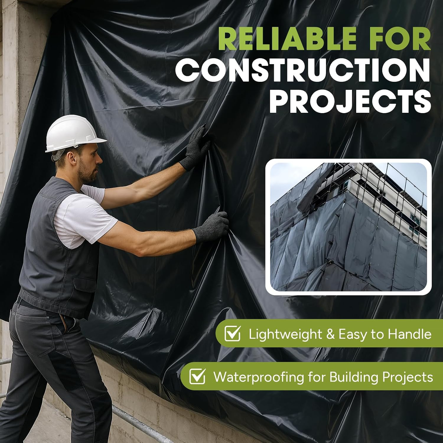 10 Mil Black Plastic Sheeting 5X100 FT – Heavy Duty Polyethylene Plastic Rolls f