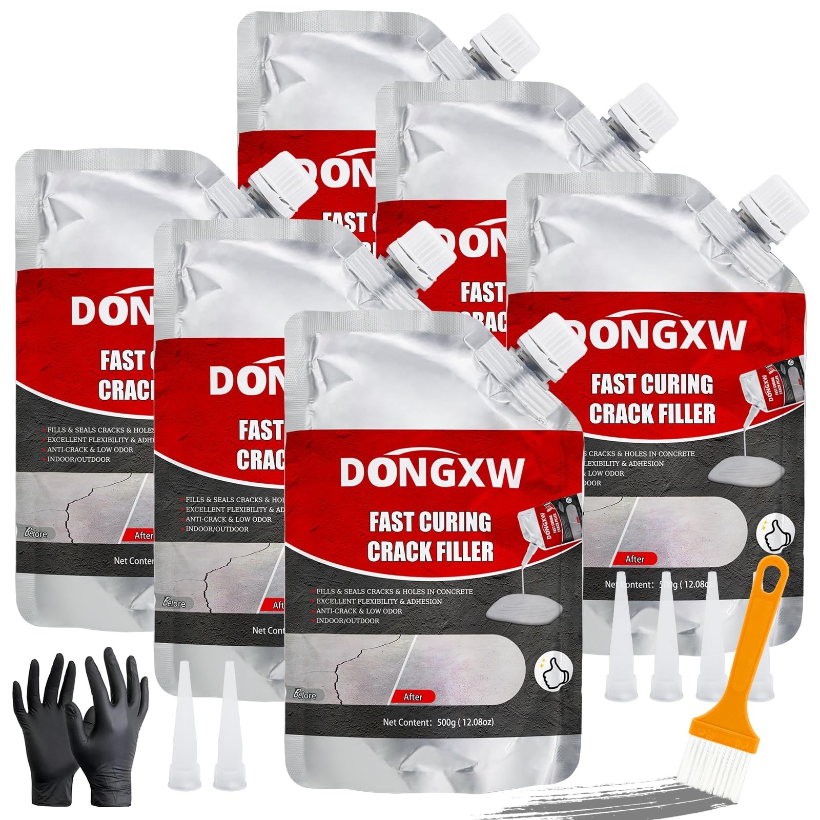 Concrete Crack Filler and Sealant Self-Leveling, 6Pcs High Elasticity Cement …