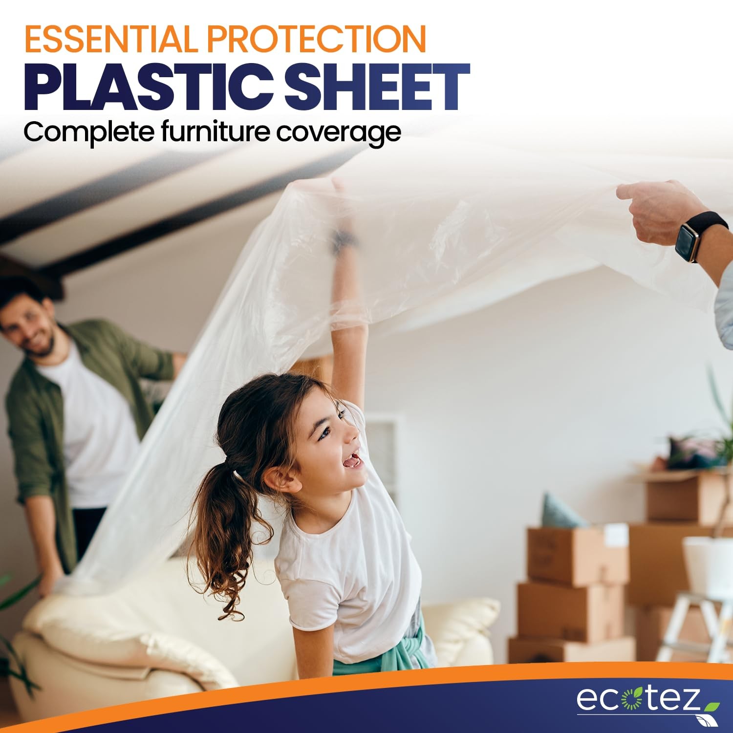 Ecotez 6 Pack 12 X 9 Ft Extra Large Plastic Drop Cloth For Painting – Light