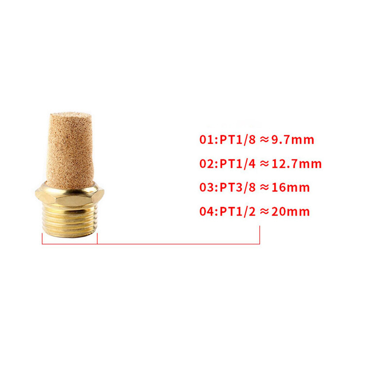 M5 1/8″1/4″3/8″-1″ BSP Thread Copper Muffler Exhaust Vent Pneumatic Filter Tower