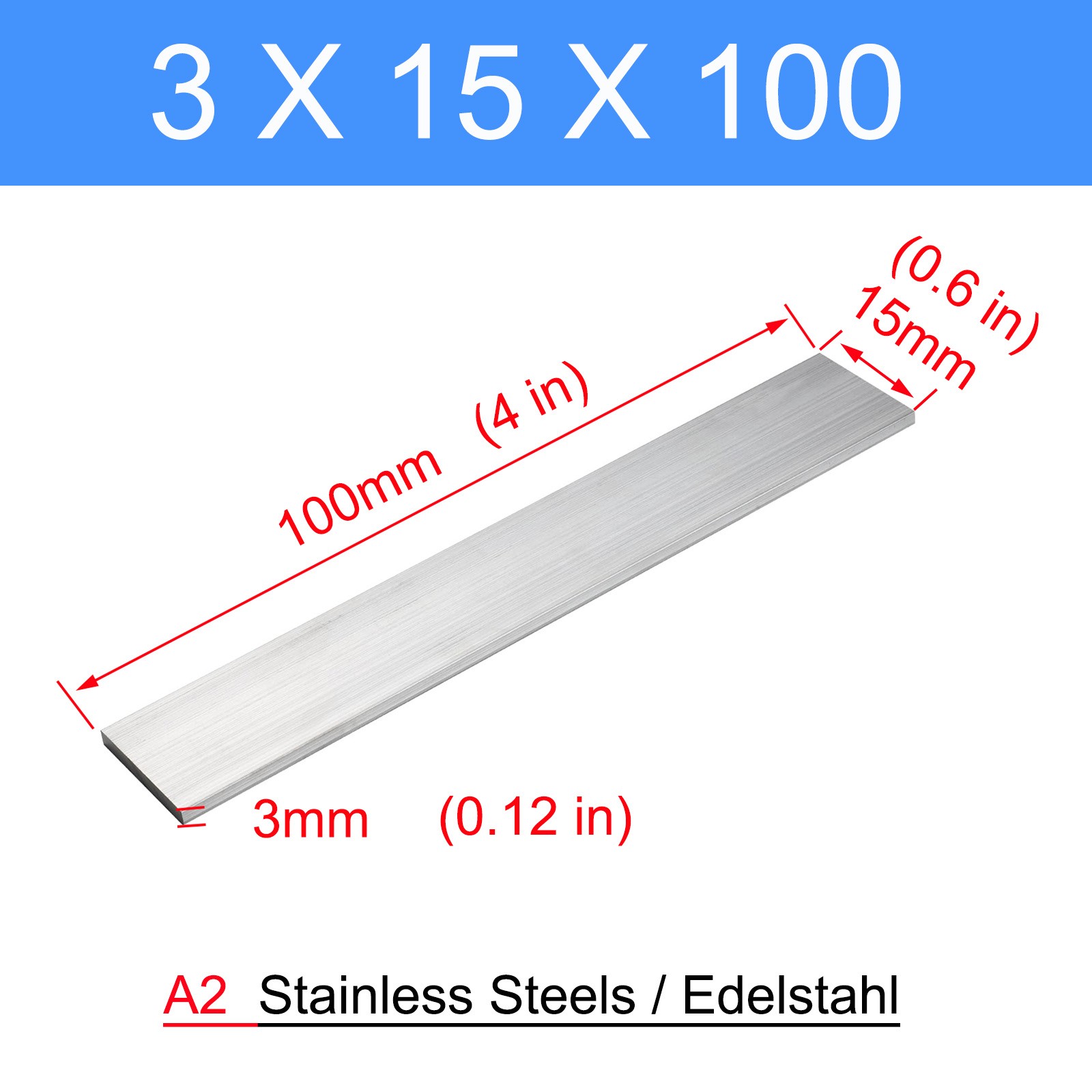304 A2 Stainless Steel Flat Bar / Plate Can be customised thick 3mm 4mm 5mm