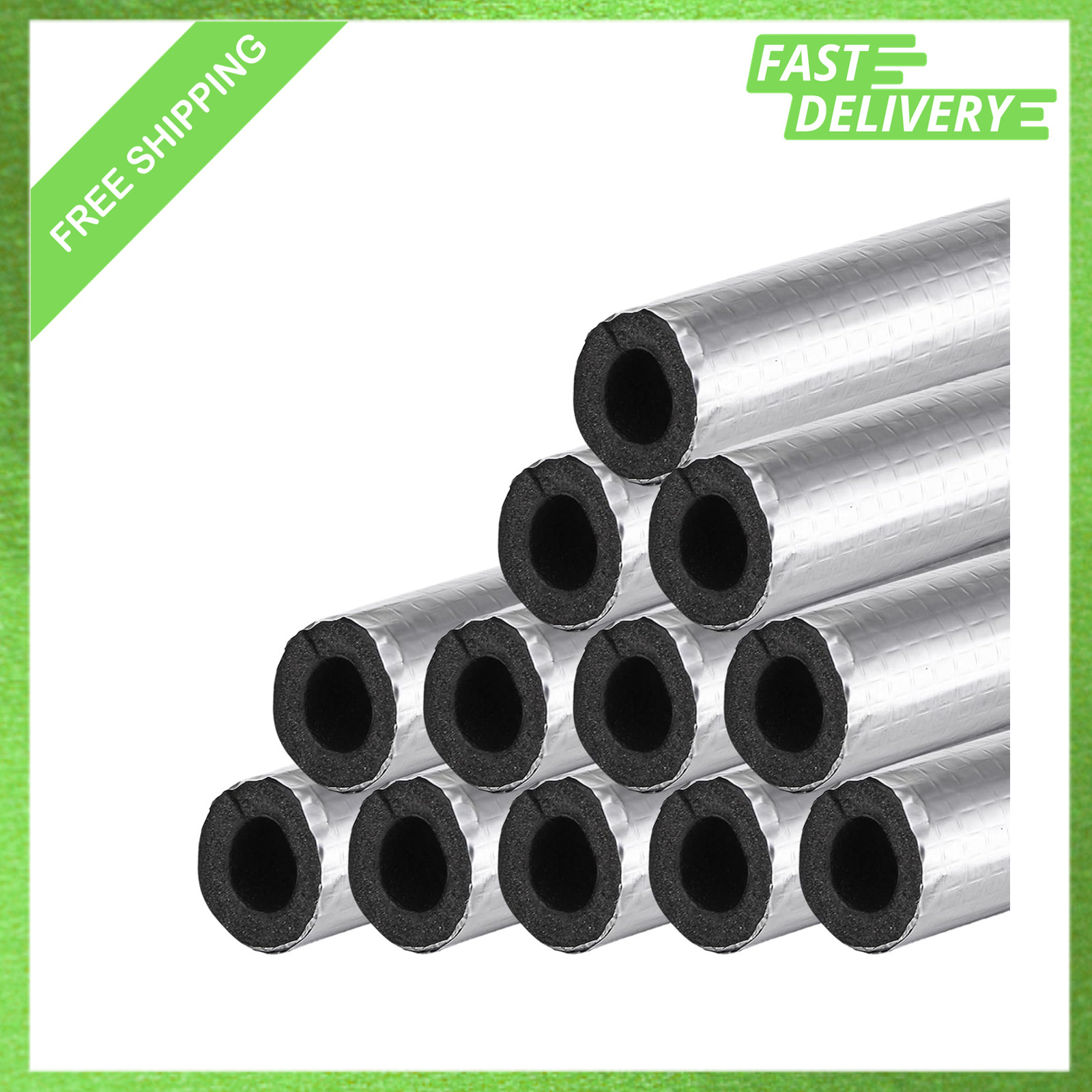 Foam Pipe Insulation Wrap 12 Pcs Self-Adhesive Aluminum Foil 16 Inches for