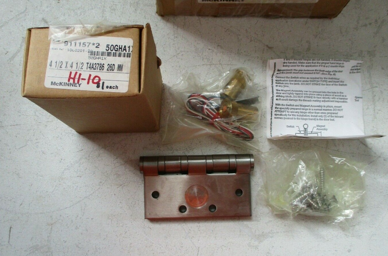 CASE OF 6 McKINNEY ASSA ABLOY 50GHA1X ELECTRIC HINGE 4 1/2″ X 4 1/2″ NOS
