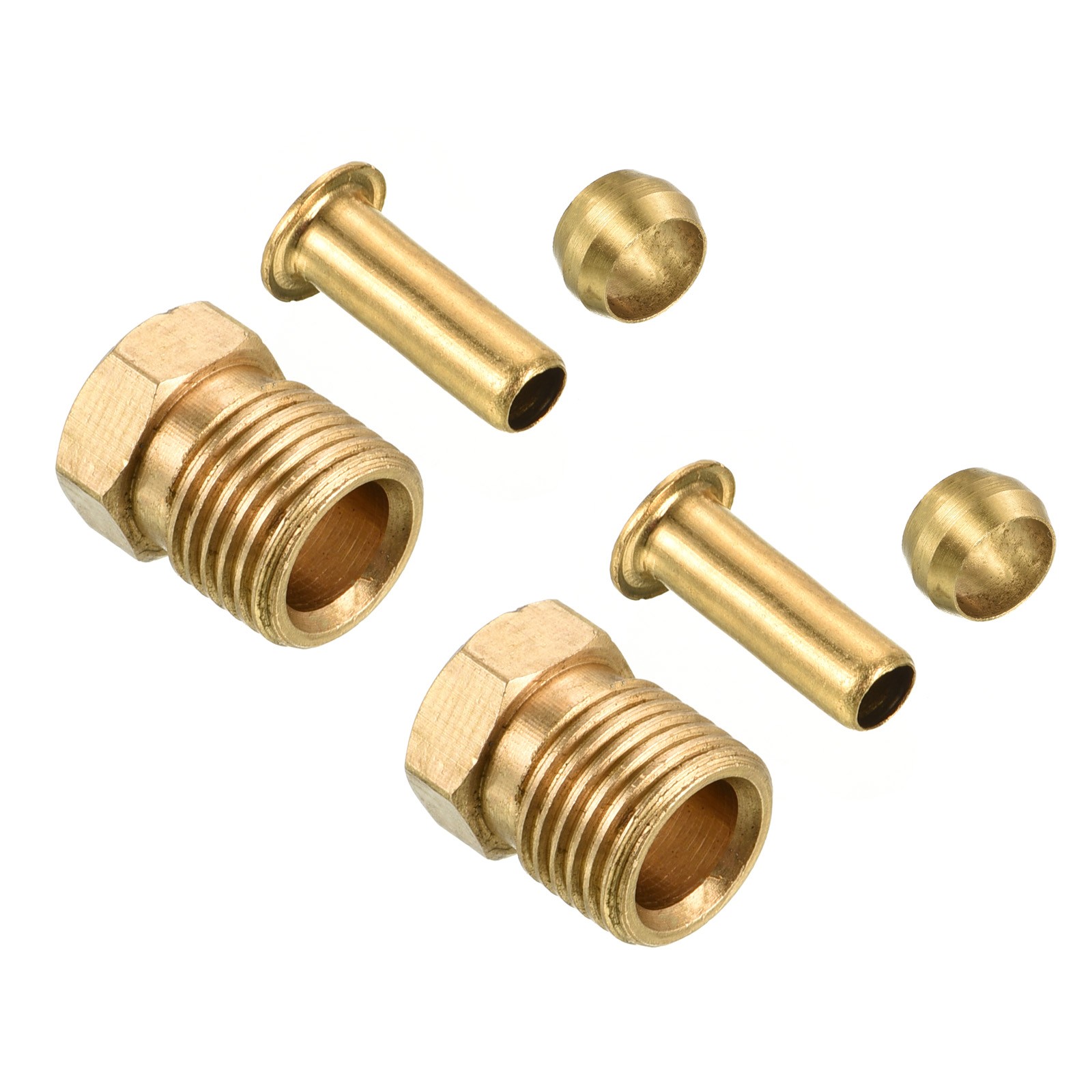 4mm ID 6mm OD Tube Brass Compression Kit 2 Set, Sleeve Ferrule & Insert & Nut