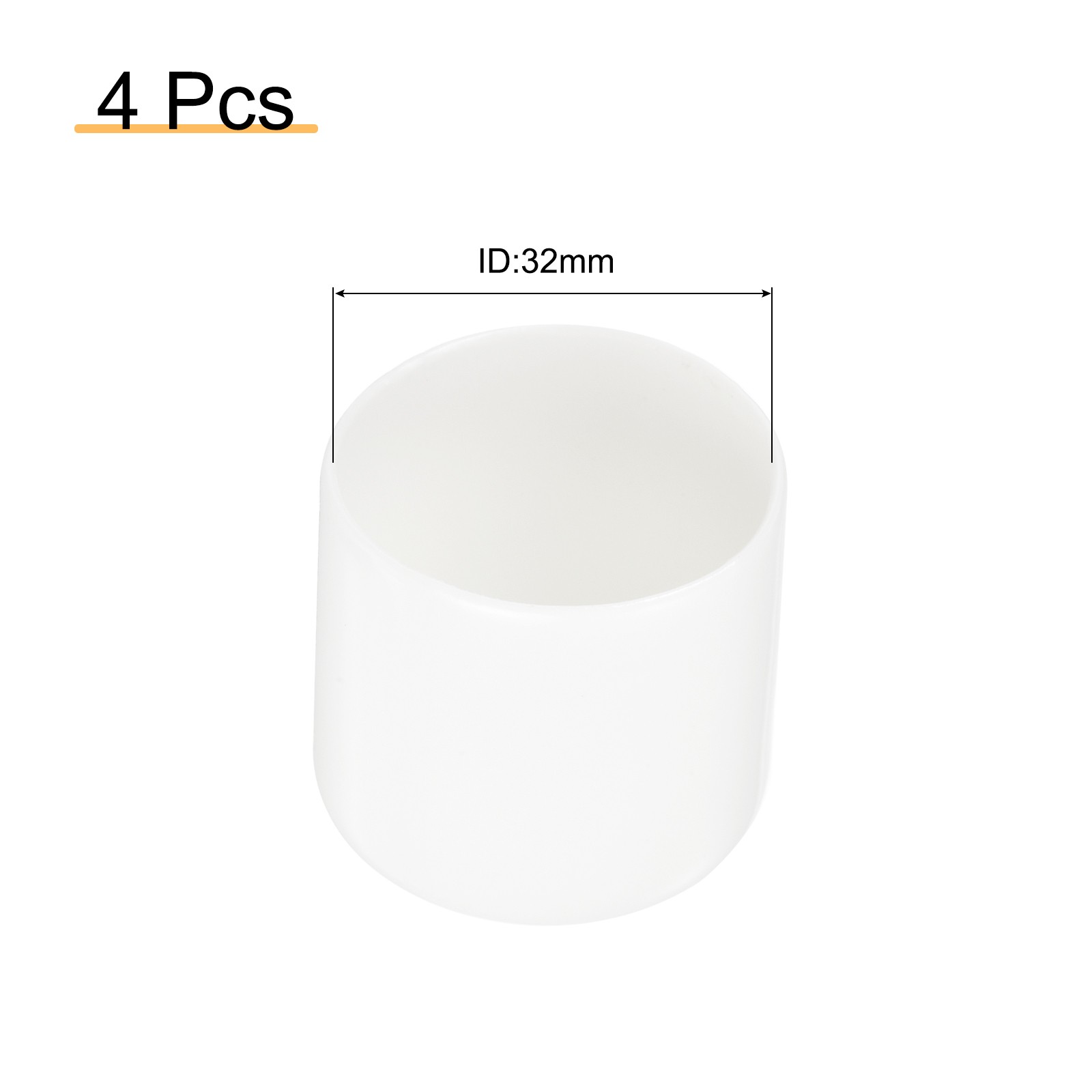 4Pcs White 32mm Rubber End Caps Round Vinyl Plug Insert Rubber Flexible