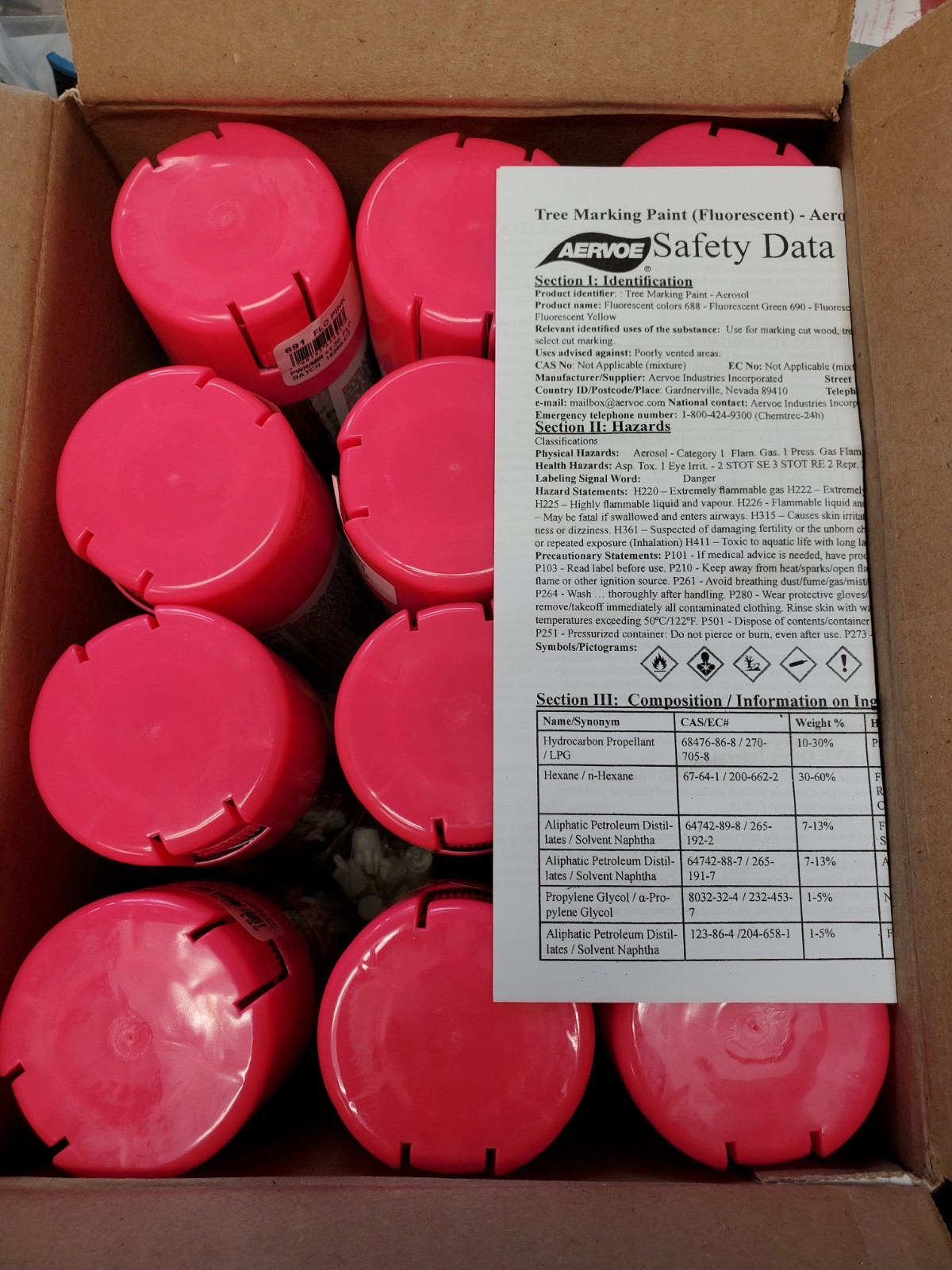 Aervoe 691 Tree Marking Paint, Fluorescent Pink,16oz. Can case of 12