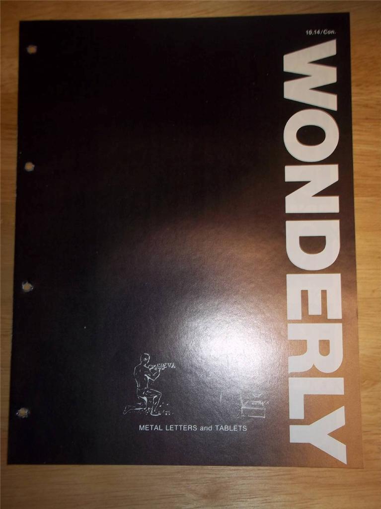 Vtg Wonderly Letters & Tablets Catalog~Metal Signs/Crosses/Lettering