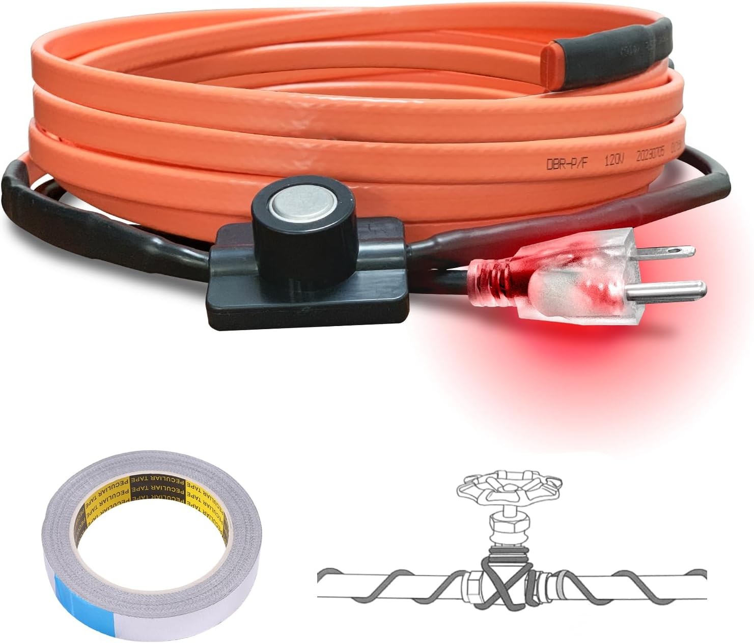 Protection Self-Regulating Heat Trace Cable for Metal, Plastic Home Pipes